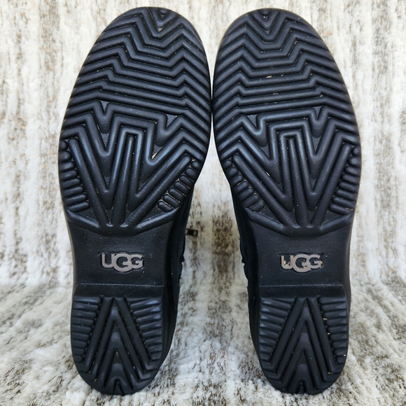 UGG "Robbie" Mid-Calf Waterproof Boots Leather Wool Black Gray | Women's Size 8 - Picture 11 of 14